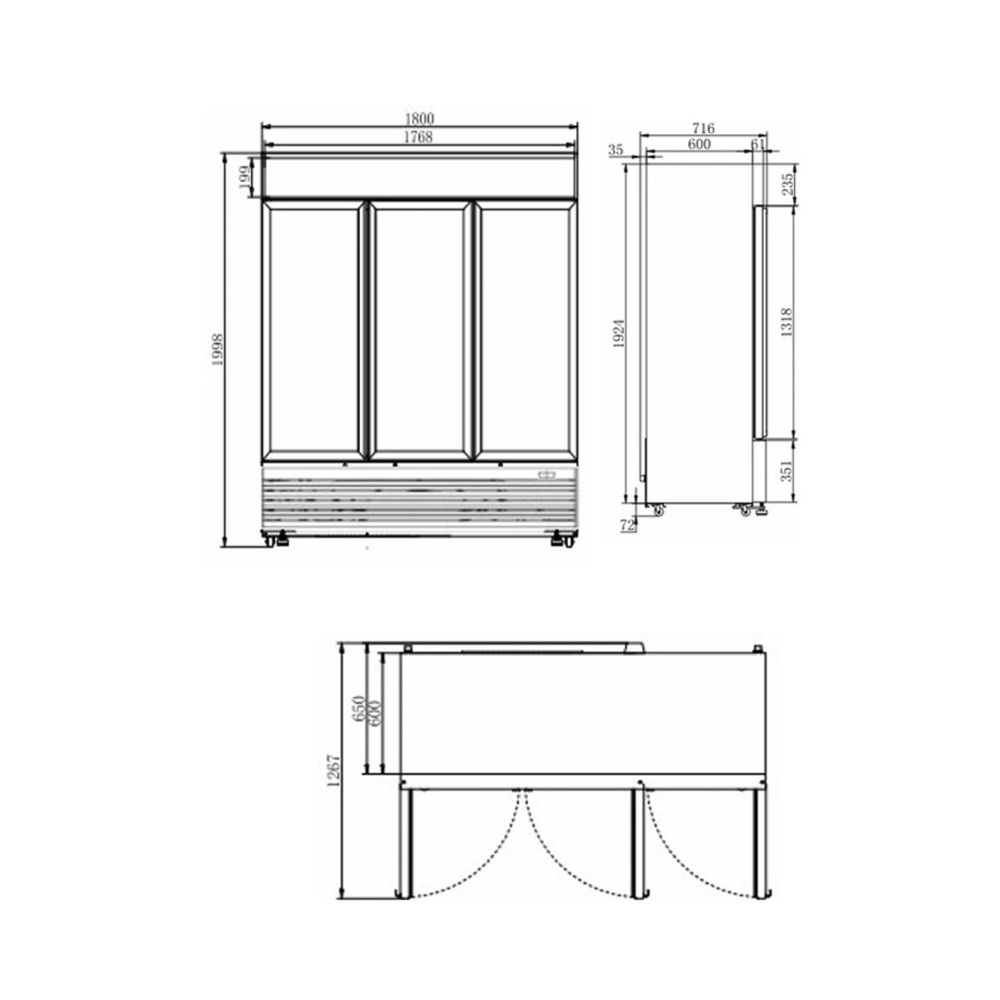 Vertical Fridge Display 1444L - 3 Doors - WHOInc