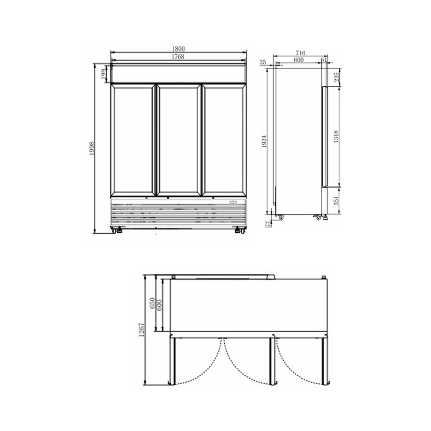 Vertical Freezer Display 1215L - 3 Doors - WHOInc