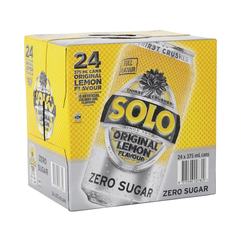 Solo Zero Sugar Original Lemon Multipack Cans 30x375mL - 24 pack - WHOInc