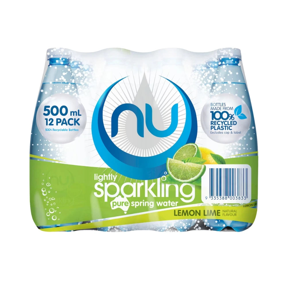 Nu Pure Lightly Sparkling Water Lemon Lime 12x500ml - WHOInc