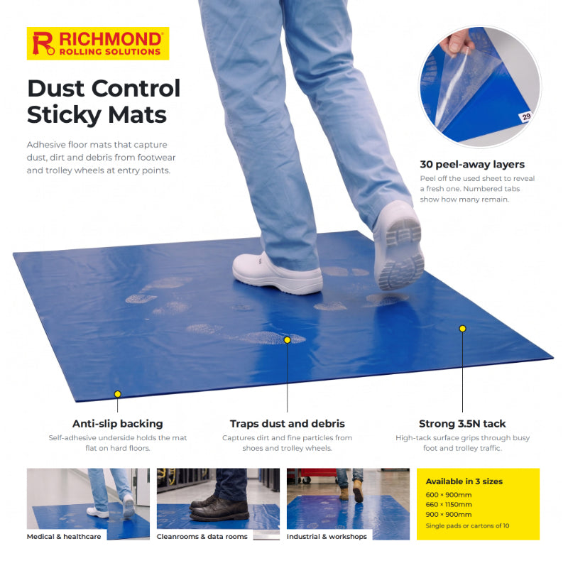 Dust Control Sticky Mat 600 x 900mm - 30 Sheet Pad