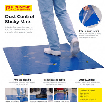 Dust Control Sticky Mat 600 x 900mm - 30 Sheet Pad