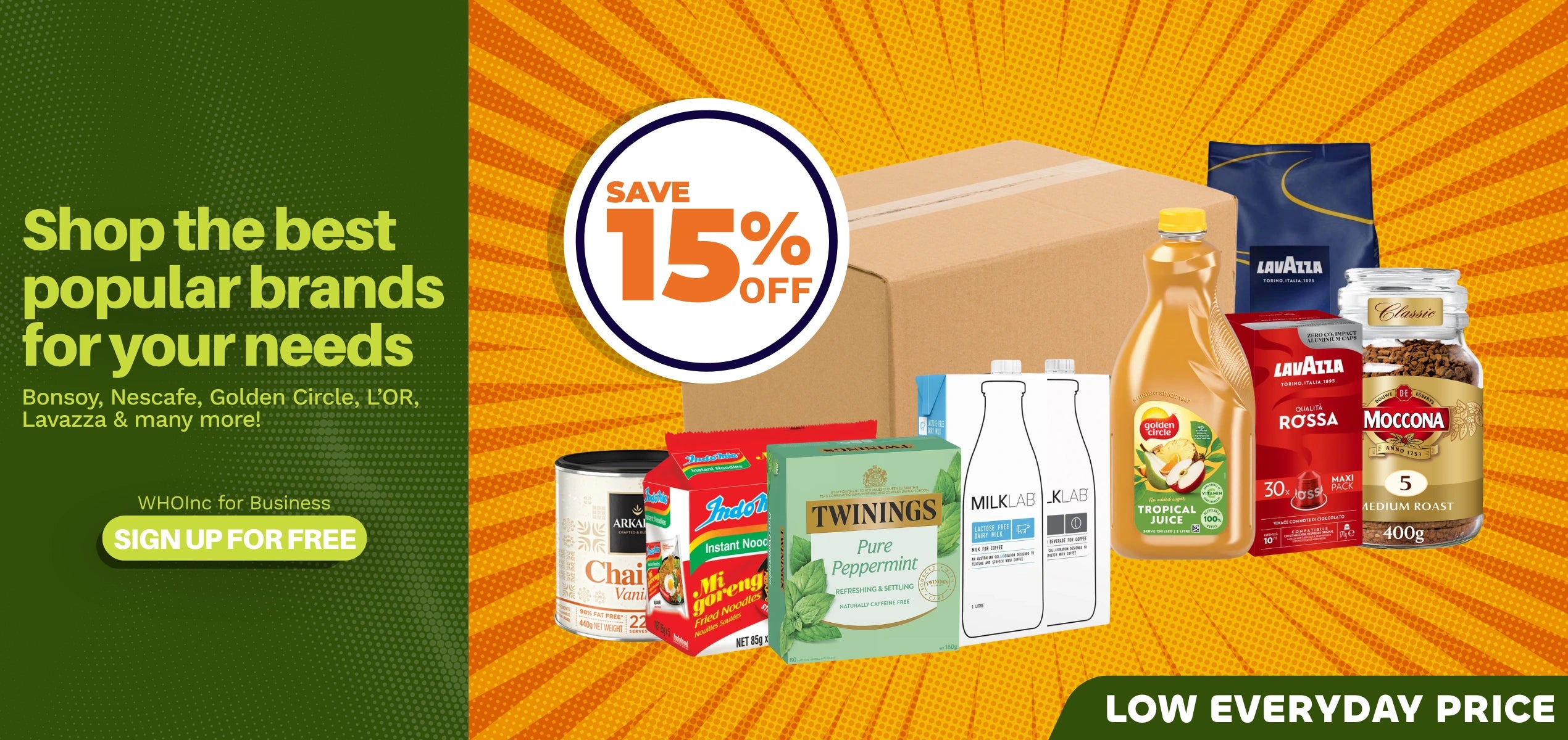 WHOInc's 15% OFF when signed up for Business account